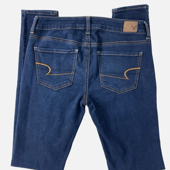 American Eagle Women’s Jeggings Super Stretch Dark Blue Jeans Sz 4 X-Long - Picture 2 of 10